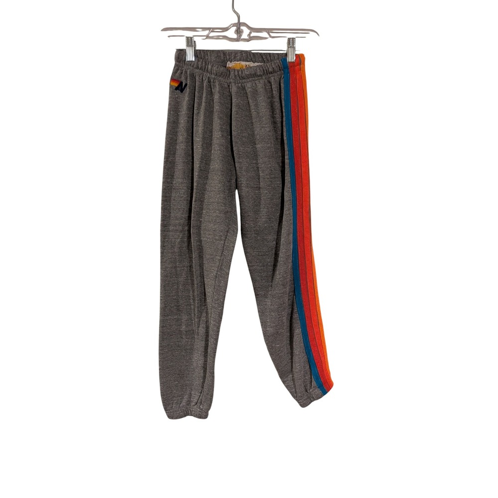 Aviator Nation Sweatpants Women XS Grey Rainbow Stripe Joggers Lounge